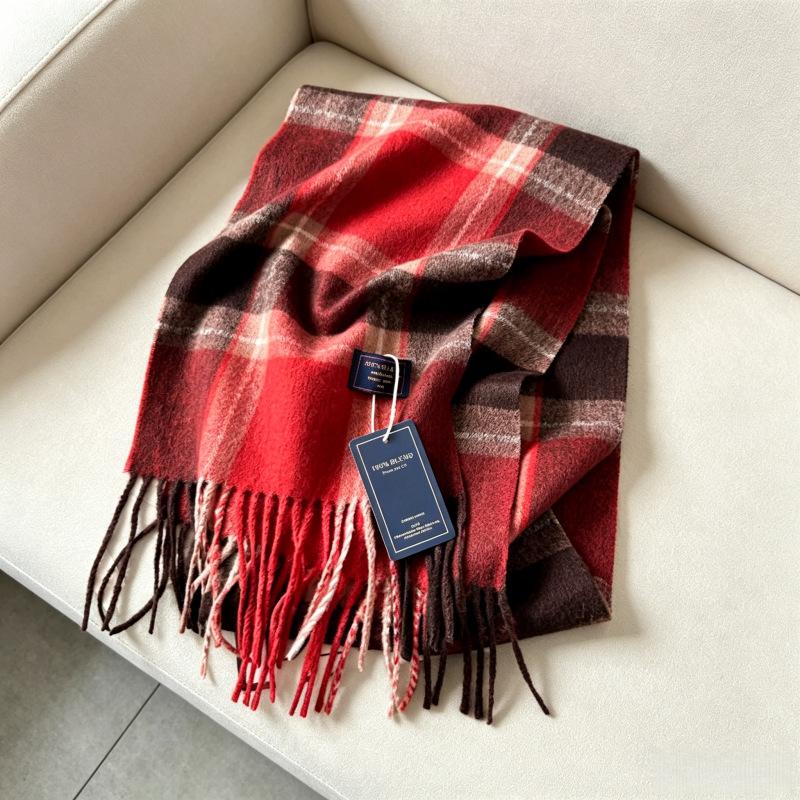 Brown British plaid fringed scarf women's winter Korean version imitation cashmere thickened shawl versatile warm scarf men's trend