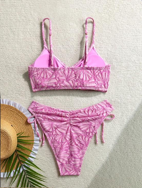 European American High-Waisted Lace-up Bikini Swimsuit for Beach Vacation