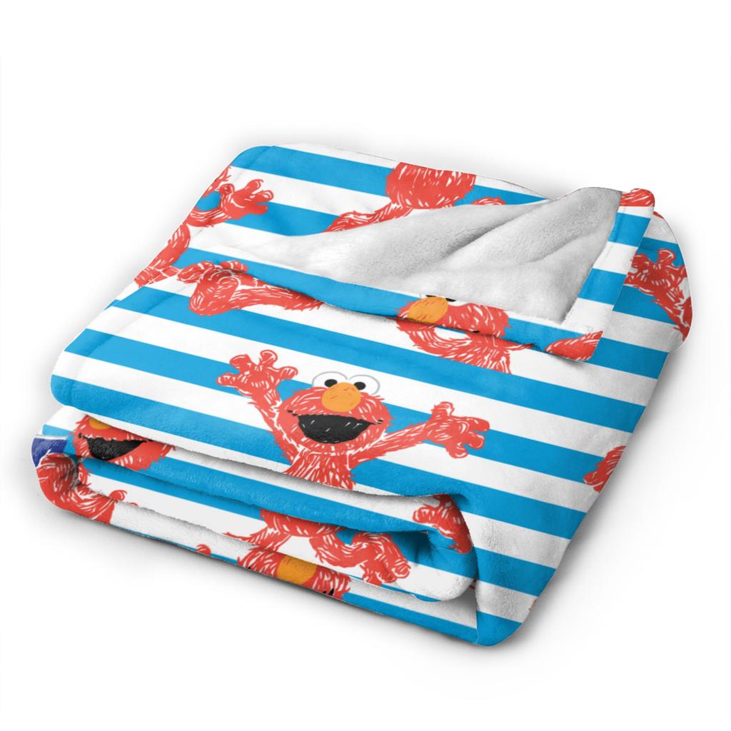 Crayon Elmo Stripe Pattern Sesame Street Wool Blankets  Funny Throw Blankets for  Sofa Bedding Lounge 150*125cm Bedspread