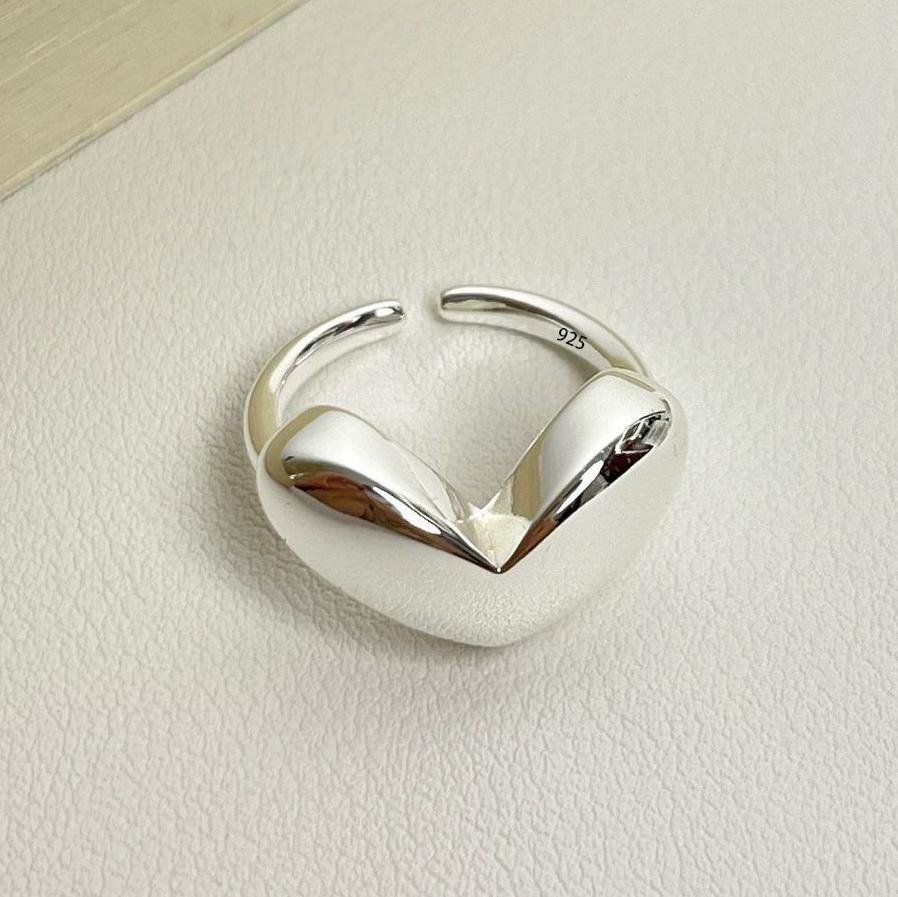 PANJBJ 925 Silver Geometry Crystal Ring For Women Ellipse Exaggerated Punk Water Drop Open Jewelry Gift