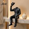 Sophisticated Room Accessories 3D Printed Sitting Gentleman Ornament, Minimalist Abstract Faceless Figurine, Figurine Aesthetic Art Sculpture for Home