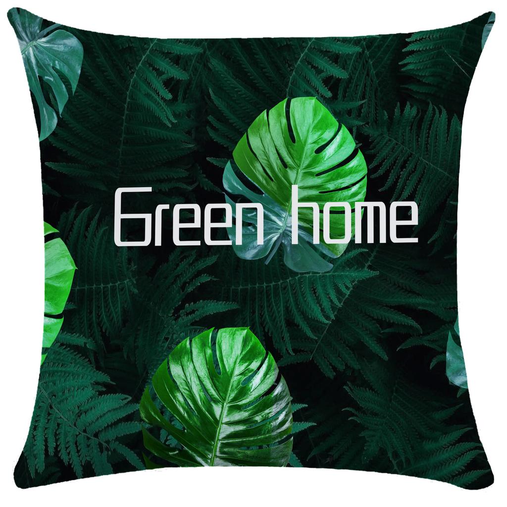 Green Plant Leaf Pillow Case Decorative Pillowcases Plush Cushion Cover 50X50 Nordic Leaves Throw Pillowslip Hotel Garden 45X45
