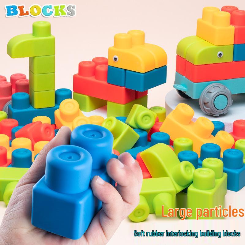 Large Soft Rubber Baby Building Blocks - Safe for 1-2 Year-Olds