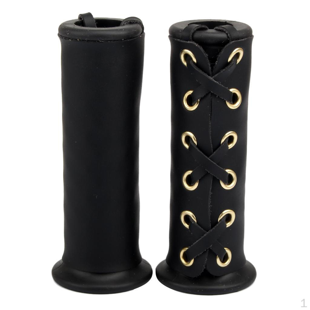 7/8 inch to 1 PU Leather Motorcycle Hand Grips Cover Handlebar for Bobber Chopper -Rennfahrer