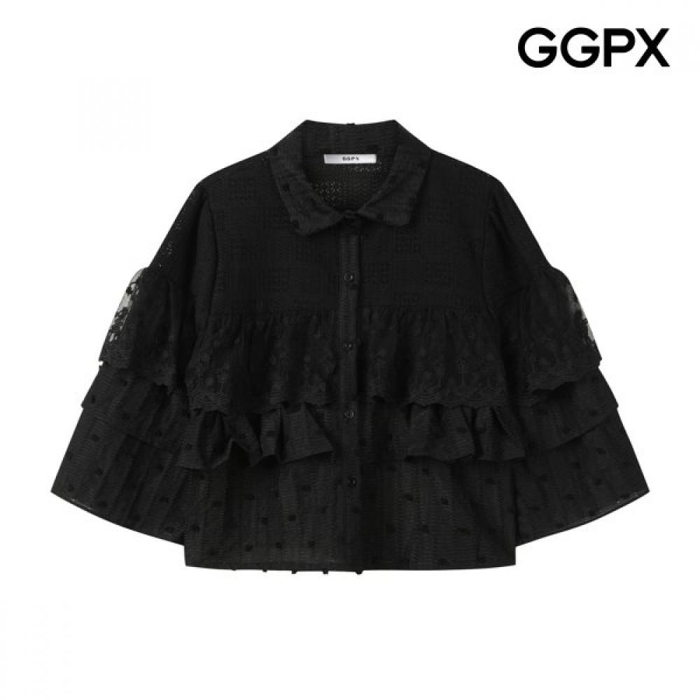 Ggpx New York Ruffled Lace Collar Neck Blouse Gq6sh024f blacks/F