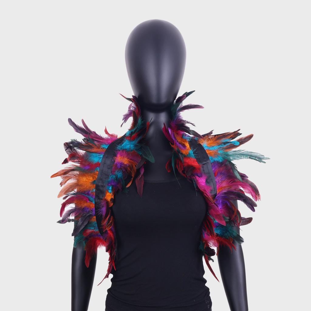 Halloween Feather Shawl Wristlet Set Feather Shawl Punk Feather Party Holiday Dress Up Cosplay Costumes Poncho for Women and Men