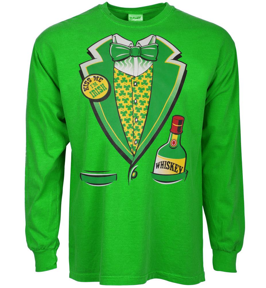 st patricks day t-shirt funny Irish tuxedo green shirt leprechaun tux st pattys XXL