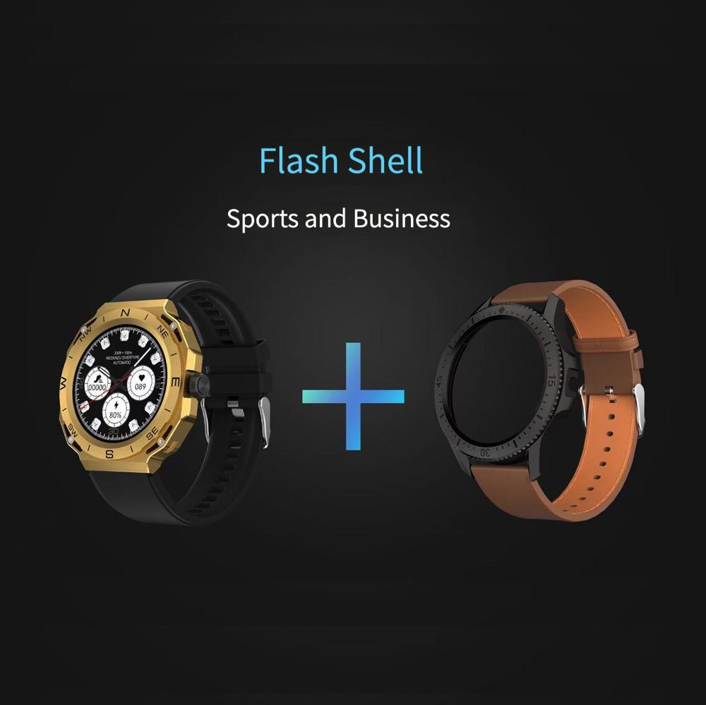 

Мужские умные часы с двойным корпусом и функцией Bluetooth Bluetooth, водонепроницаемые спортивные умные часы с голосовым помощником и функцией сердечного ритма, беспроводной зарядкой