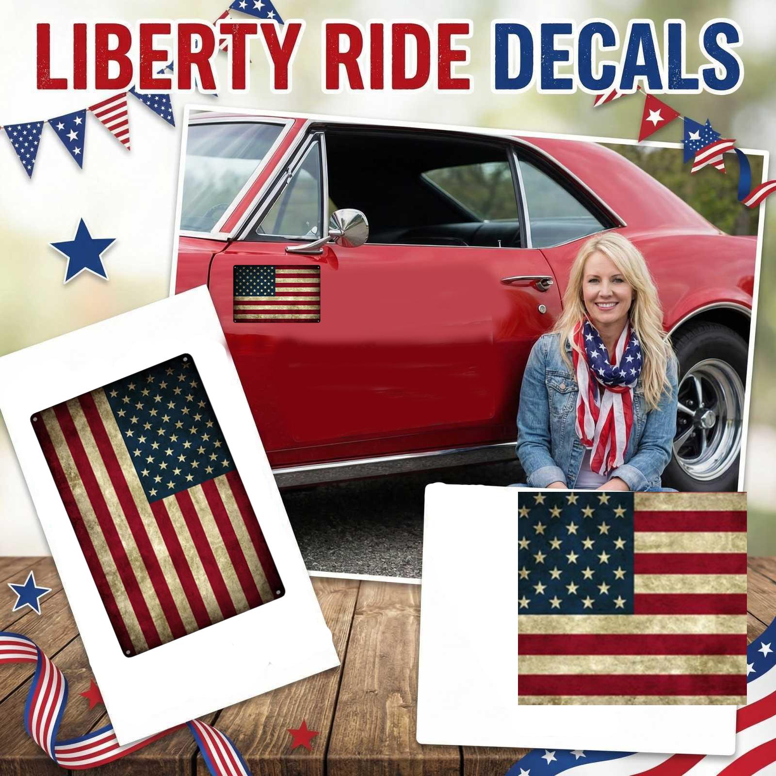 

Independence Day Stars And Stripes Decoration Car Body Sticker S червоний