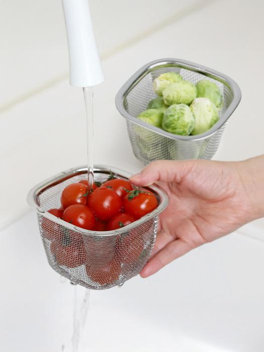 Reborn. J 304 Stainless Steel Mini Square Strainer 2P Set / Square Stainless Steel Strainer Set Vegetable Strainer Mini Square Chaeban 2P
