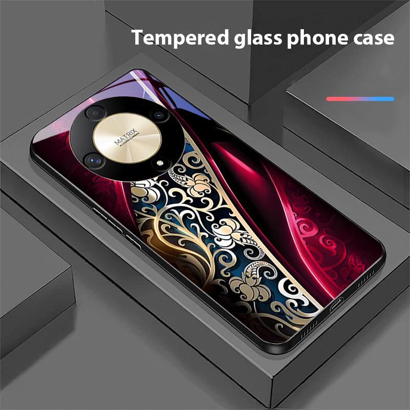 Jinmai Red Purple For Honor Magic 6 50 70 90 Lite X7b 200 Pro Nova 10 Nova 5T X6 P30 Pura 70 Ultra Tempered Glass Phone Case
