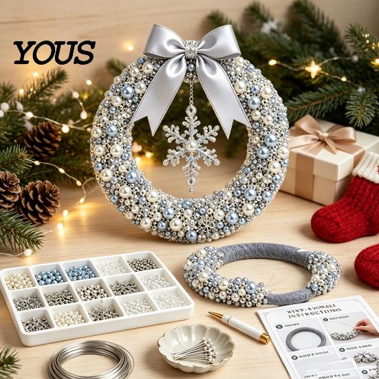 Feiertags basteln Projekte DIY Weihnachts Perlenkranz Set, Handgemachte Perlen Tür Dekoration, Perlen Girlande für Dekor Wandbehang Elegantes Bastelprojekt