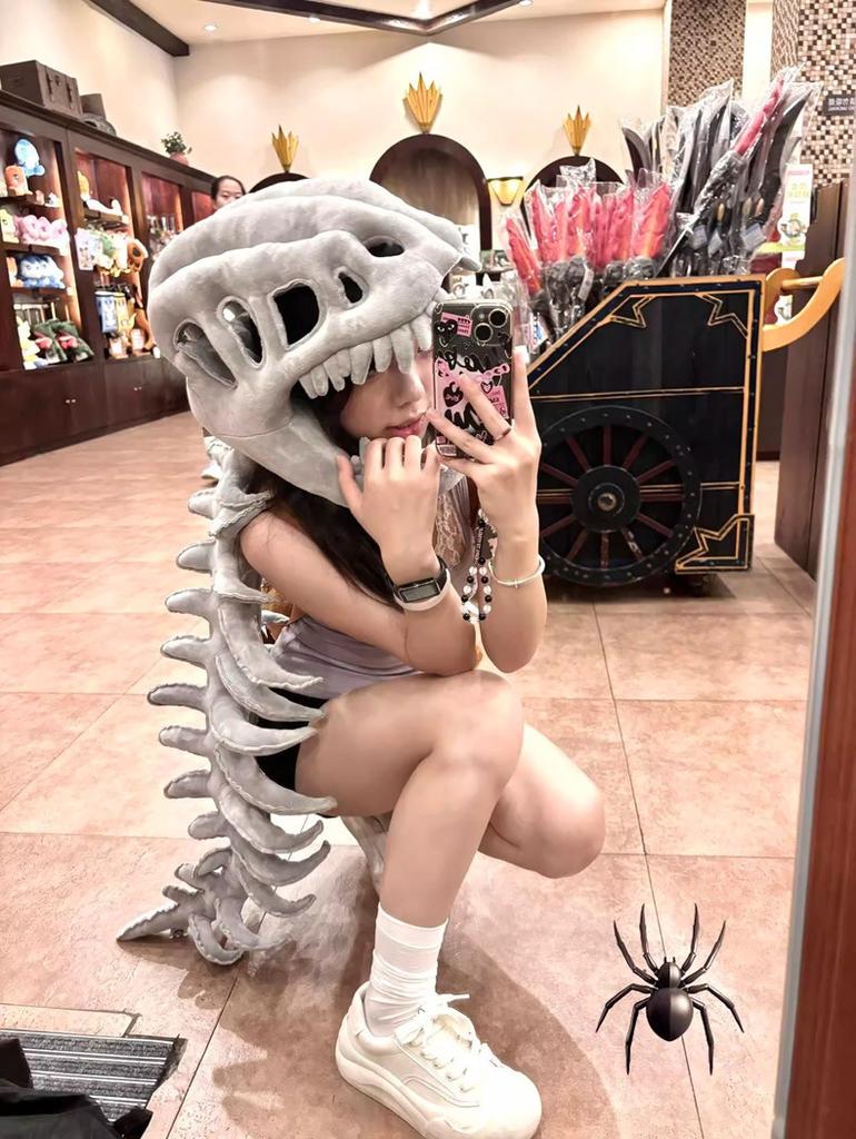 Mikina s kostrou dinosaura Plyšová hračka Cosplay klobouk Panenka Dárek