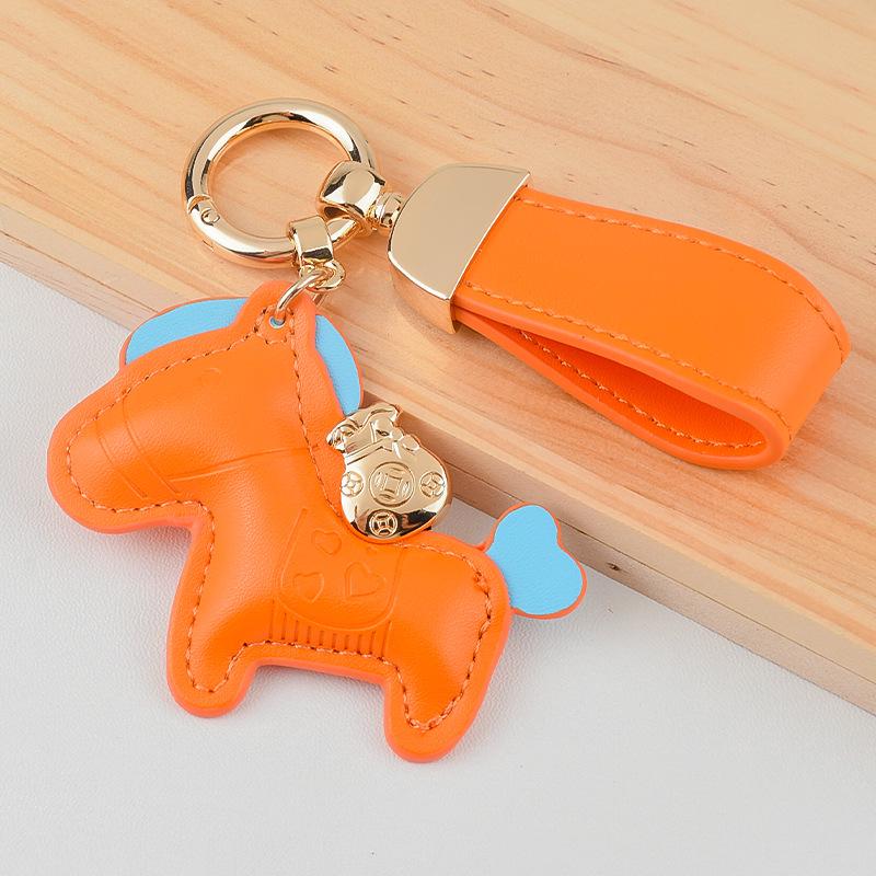 Pregevole Ciondolo Scuola in Pelle Cartoon - Portachiavi con Ciondolo Cavallo Carino Regalo