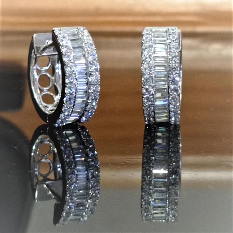 Classic Simple Earrings For Women, Inlaid With Geometric Zircon Jewelry, Fashionable And Explosive Temperament Earrings