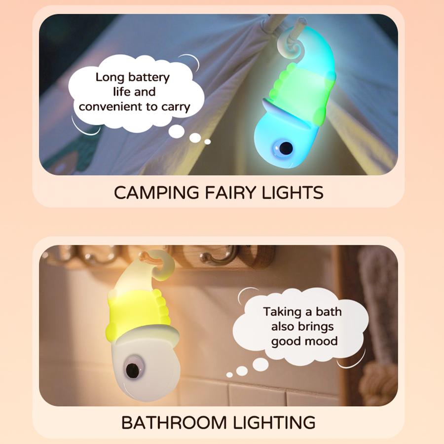 Chameleon Silicone Night Light Soft Nursery Nightlight,Rechargeable Dimmable LED Squishy Novelty Animal Bedside Lamp,Kid Gifts