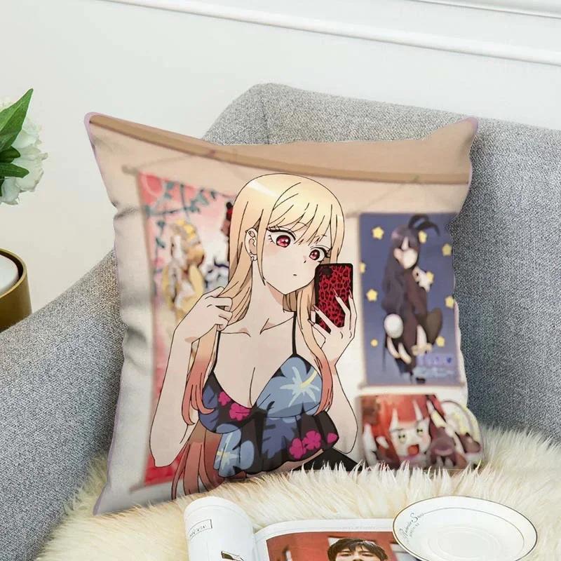 Pilow Cases Kitagawa Marin Couple Pillow Pillowcases 50X50 Decorative Pillows For Sofa Car Decoration Cushion Cover Luxury Anime