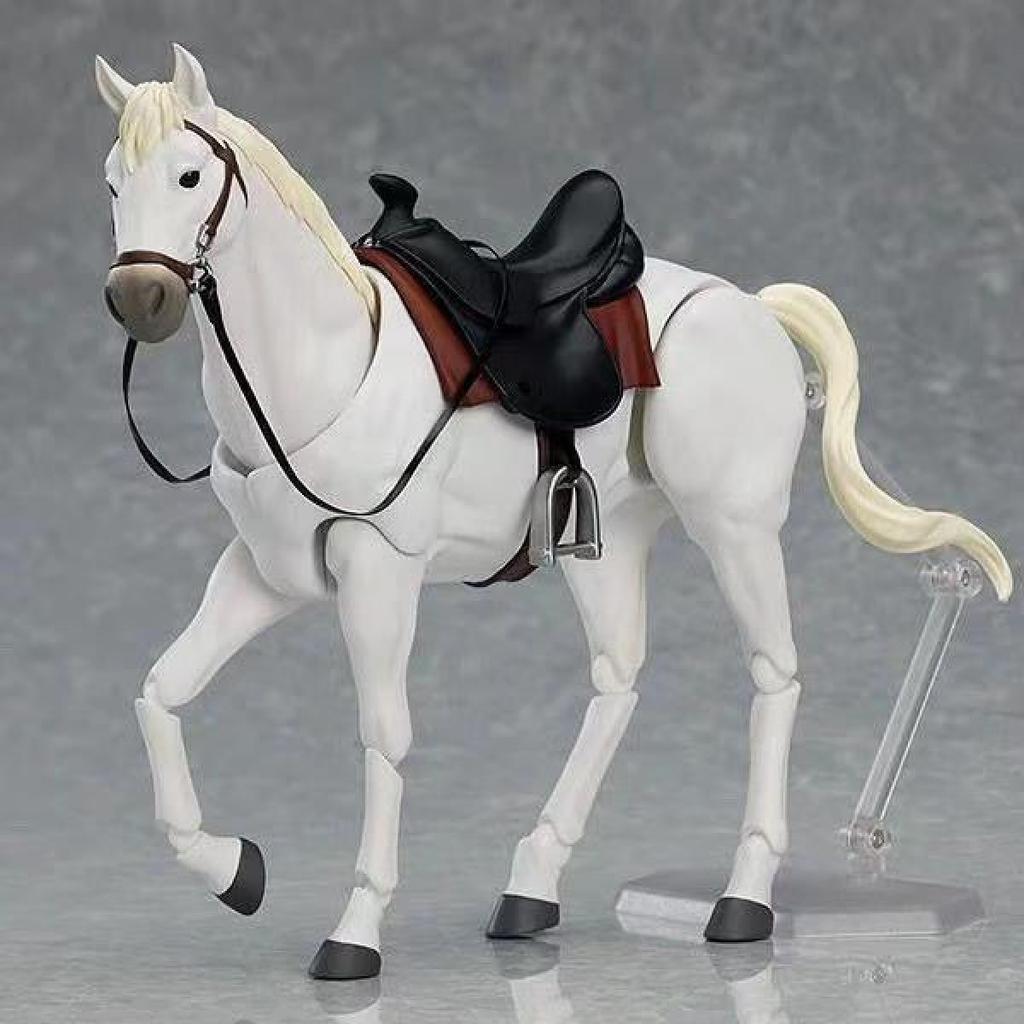 Figma 490 Brown White Black Yellow Horse Articulated Poseable Horse Model Toy Figure Diorama Display Set Scene Gift Collector