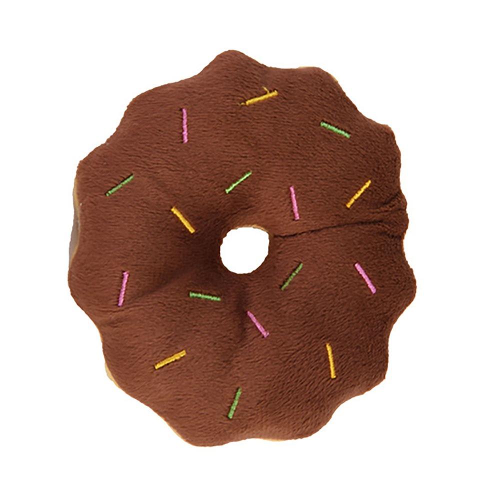 Plush Surface Plush Donut Toy Round Shape Cartoon Stuffed Toy Dog Chew Ring Small Medium Dogs