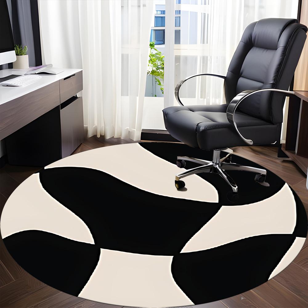 1pc Soccer Ball Office Round Area Rug, Indoor Mat Suitable For Office, Under Office Chairs Bedroom Living Room Home Decor, Room Deco