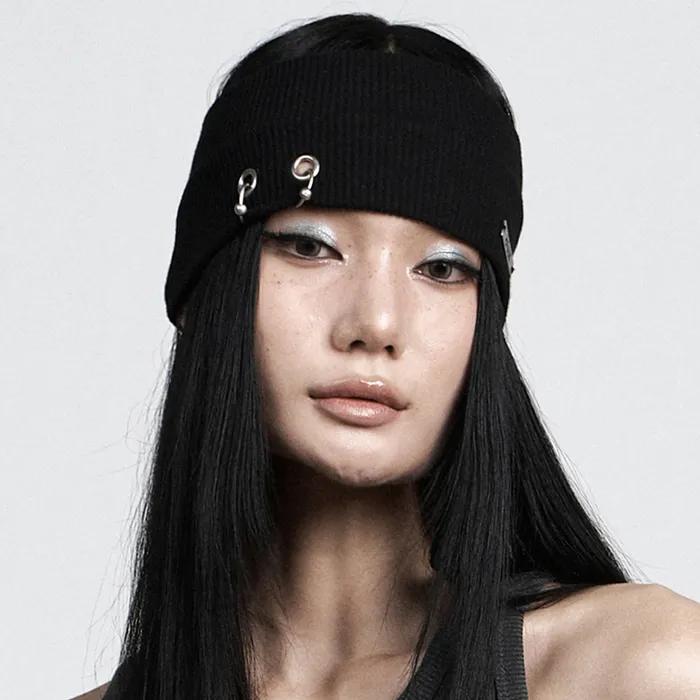 Black piercing ring headband