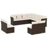 Vidaxl 11-Cz. Garden Furniture Set With Cushions, Brown, PE Rattan