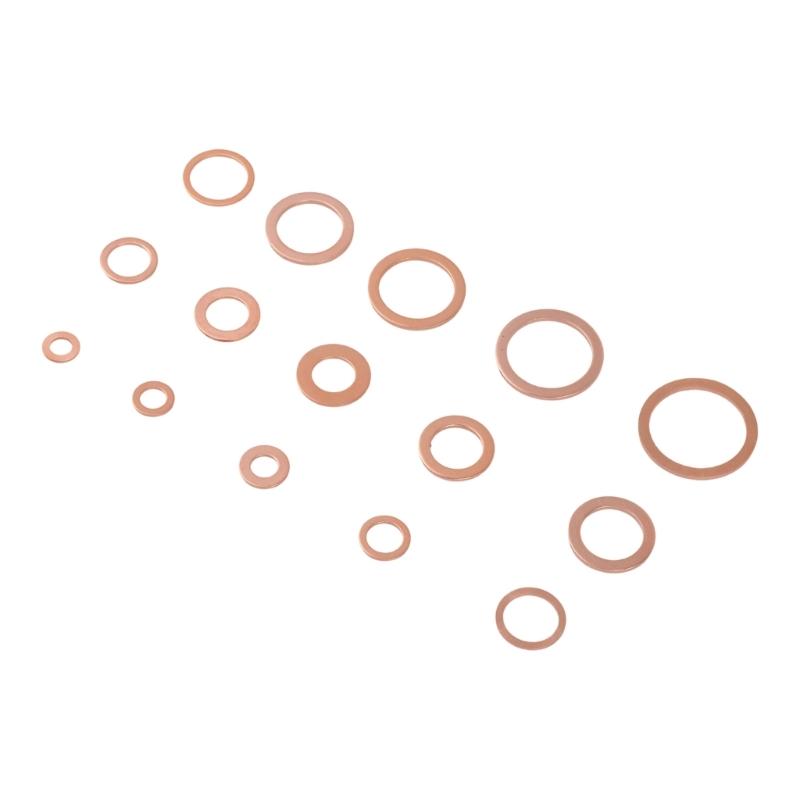 150Pcs Copper Washer Sealing Assortment Set Flat Adapter Sump Plug Crush Washer Oil Drain Plug Gasket Seal Assortment