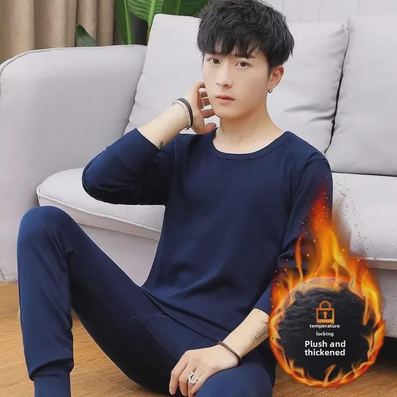 Autumn Youth Pure Cotton Underwear Set: Warm Sweater & Trousers for Boys