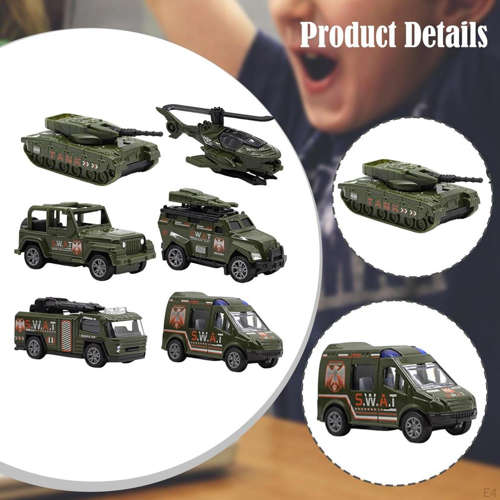 6 Pcs Pull Back And Move Alloy Vehicles, 2.7-3.2 Inch, Crash Resistant, Some Movable Joints,