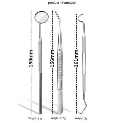 Σετ 3 τεμαχίων Οδοντιατρικών Εργαλείων από Ανοξείδωτο Ατσάλι Οδοντιατρική Στοματική Φροντίδα Ενδοσκοπικός Καθαρισμός Αφαίρεση Τρυγίας Οδοντικοί Λεκέδες και Τρυγία