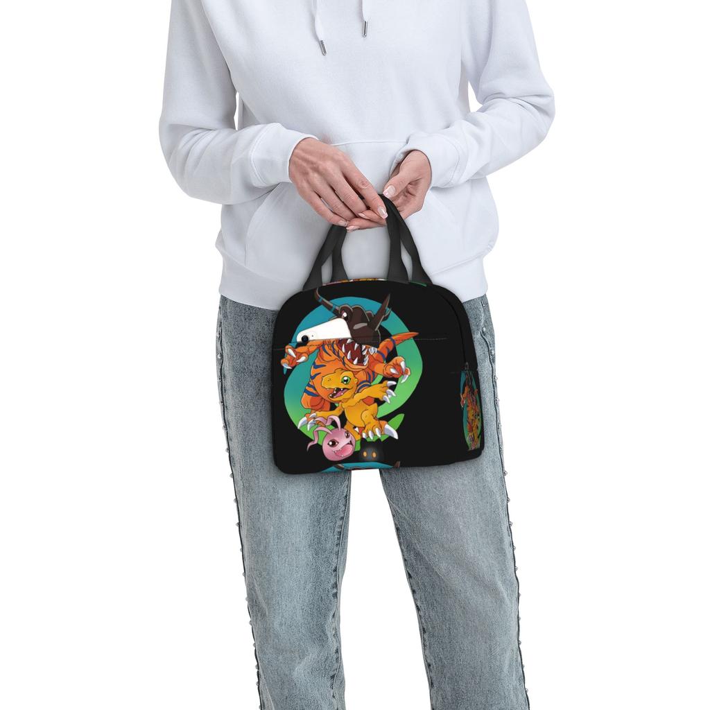 Custom D-Digimons Lunch Bag Men Women Cooler Warm Insulated Lunch Boxes for School