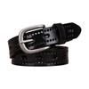 Womens Genuine Leather Belt With Hollow Design Pin Buckle Slim Width Jeans Dress Pants Black Coffee White