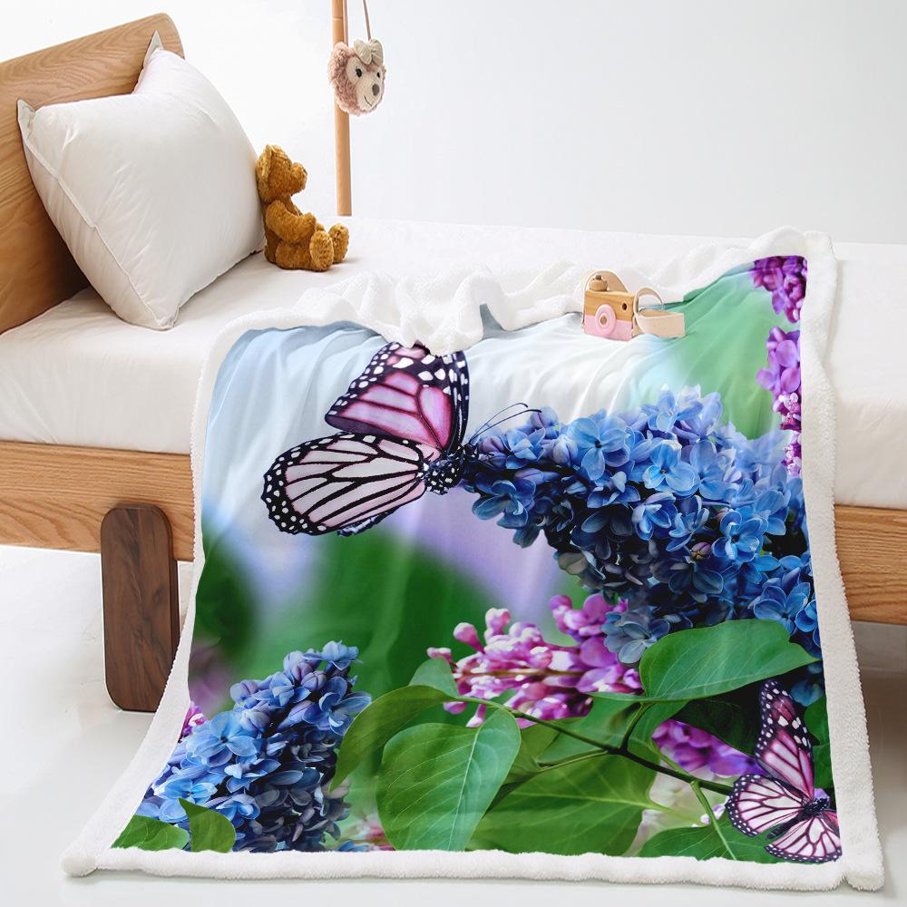 Morning Flower Set 2D Digital Printing Thickened Lamb Fleece Crystal Fleece Blanket One Piece