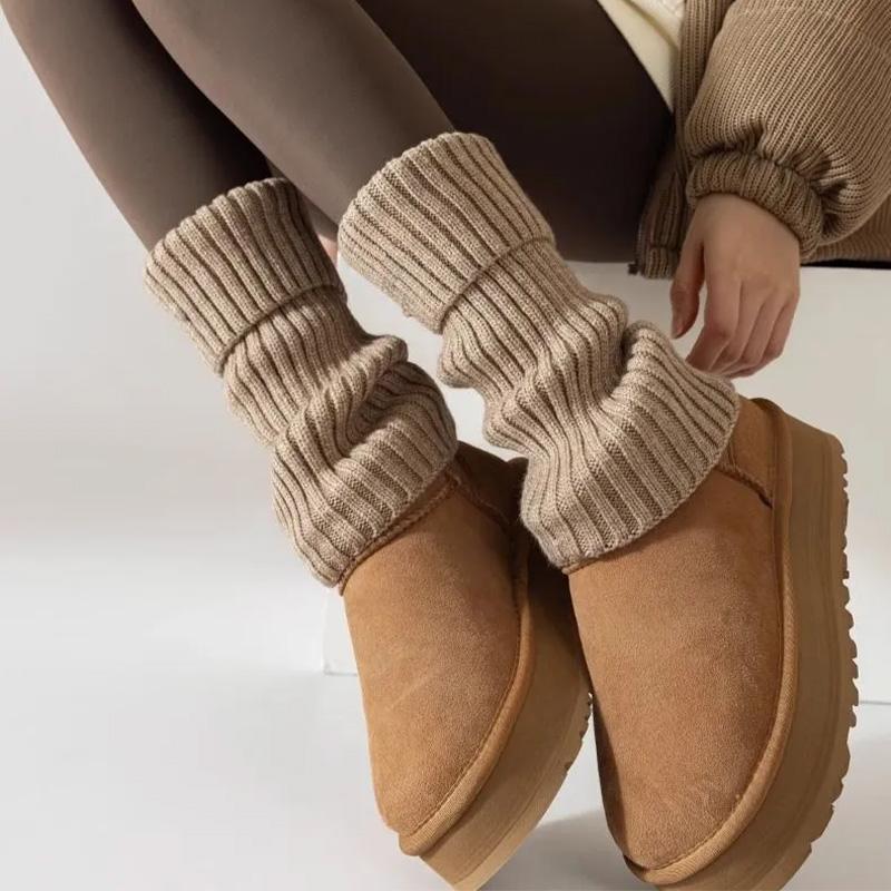 

Женские теплые гетры - Толстые вязаные зимние леггинсы, Коричневая полоска - Можно стирать в машине. Подходит для холодной погоды, женский wi