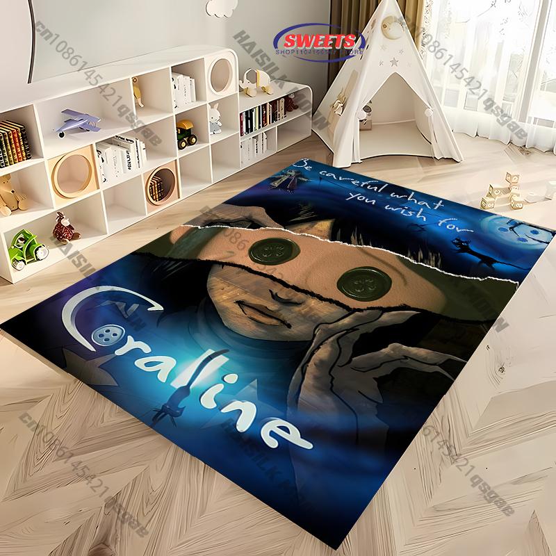 1 Alfombra Impresa Serie Misterio C C0raline para Sala de Estar Dormitorio, Alfombrilla para Sofá, Alfombra Moderna de Área Grande para Decoración del Hogar, Regalo para Amigos