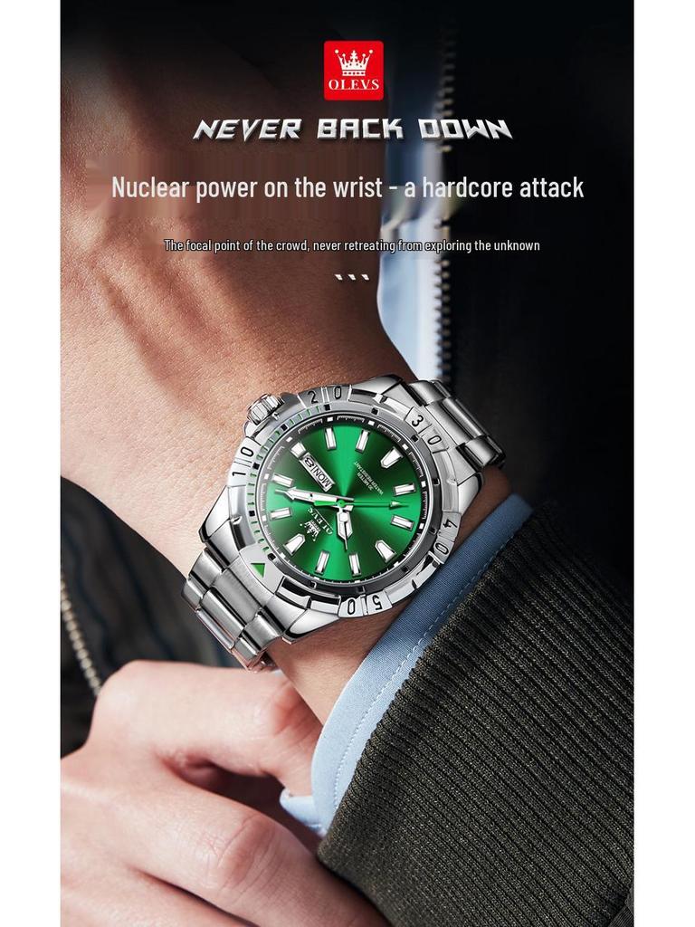 Oulisi Men's Green Submariner Quartz Waterproof Watch