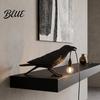 Artistic Wildlife Sculpture Lamp Crow Table Lamp, Gothic Raven Night Light, Halloween Black Bird Decorative Figurine Dark Academia for Desktop Bedroom