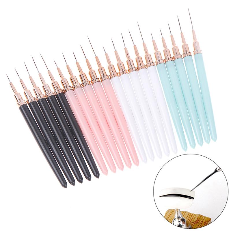 1/5Pcs 7/9/11/15/25Mm Nail Liner Brush Set Drawing Lines Stripe Painting Flower Pen Nail Art Manicure Metal Handle