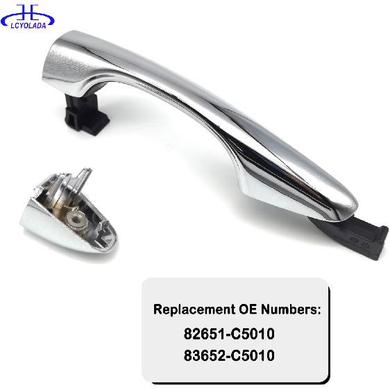 Rear Left Drive Side Chrome Exterior Door Handle W/Cover Compatible With 2016- Kia Sorento,Replaces 82651-C5010 83652-C5010