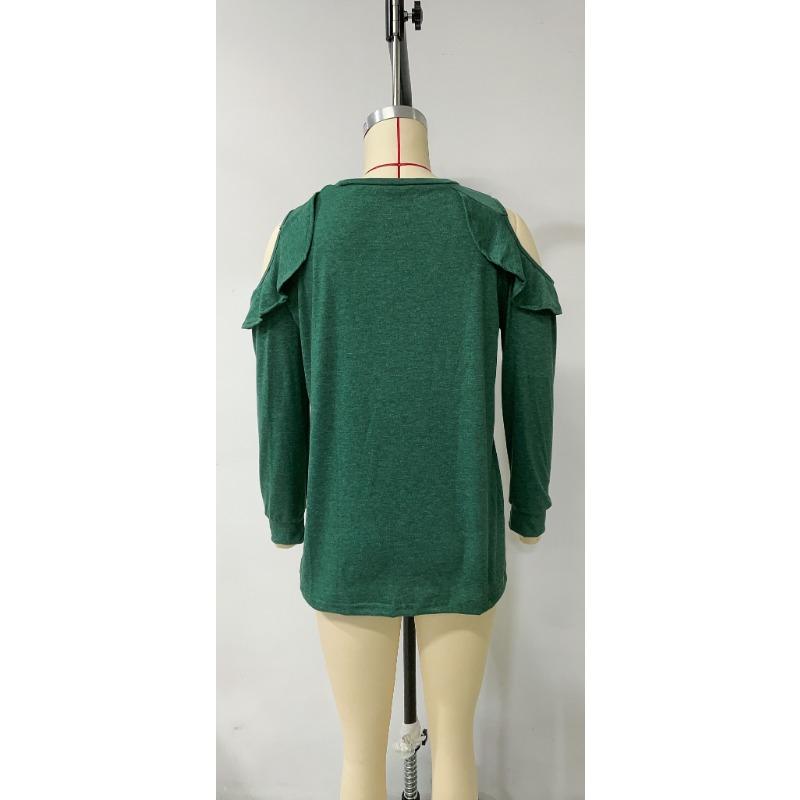 Blusa de Punto para Mujer Cuello Redondo Sin Tirantes Volante Suelta Casual Tops