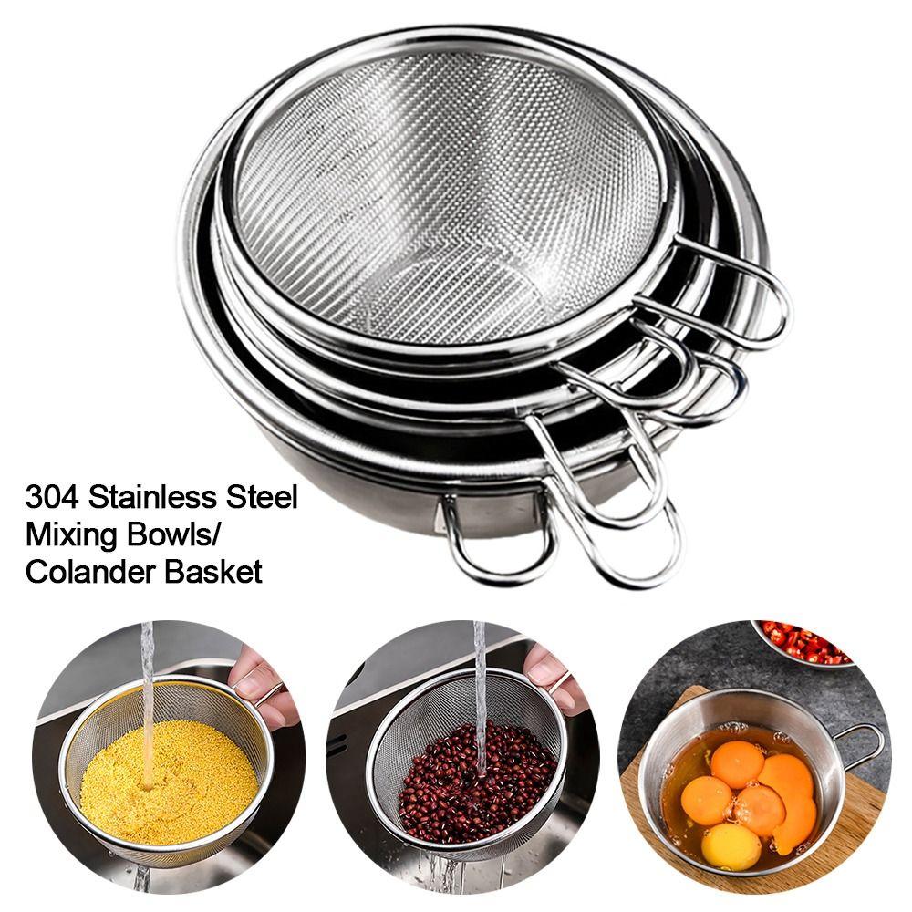 with Handle Bowl 304 Stainless Steel Fine Mesh Strainer Colander Basket  Kitchen Tool