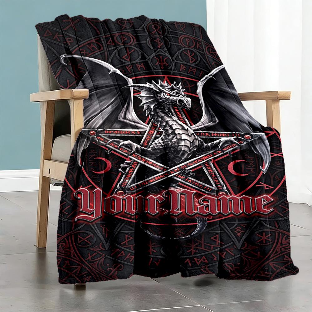Gothic Illustrations Customize Text Blanket Cozy Personalized Blanket Warmthful Decor Suitable for Seaside Office Chair Sofa Living Room All-Season Us