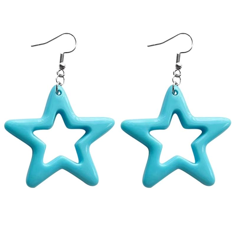 

Y2K Style Dangle Earrings Simple Hollow Acrylic Star Pendant Earrings Jewelry синій