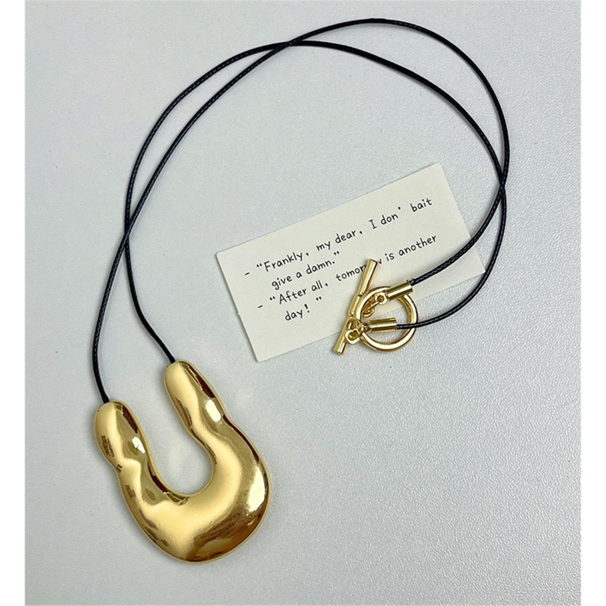 Tooxika Нишевая Персональность Металлическая U-образная Блестящая Подкова Неправильный Кулон Ожерелье Простая Роскошная Цепочка на Ключицу золотой