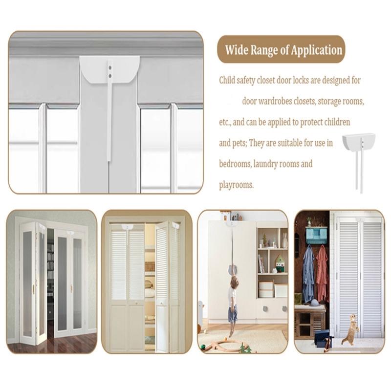 Bifold Door Lock Metal Lock Double Bifold Door Safe Lock Wardrobes Lock Accessory Suitable for Home Storage and Privacy