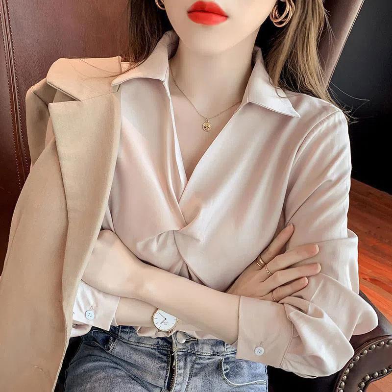 Chiffon Shirt Women's Long Sleeve Bottoming Shirt Spring and Autumn Korean Style Elegant Women's Top