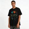 Stained Glass Style Nurse Themed Print Casual Top Pure cotton T-shirt