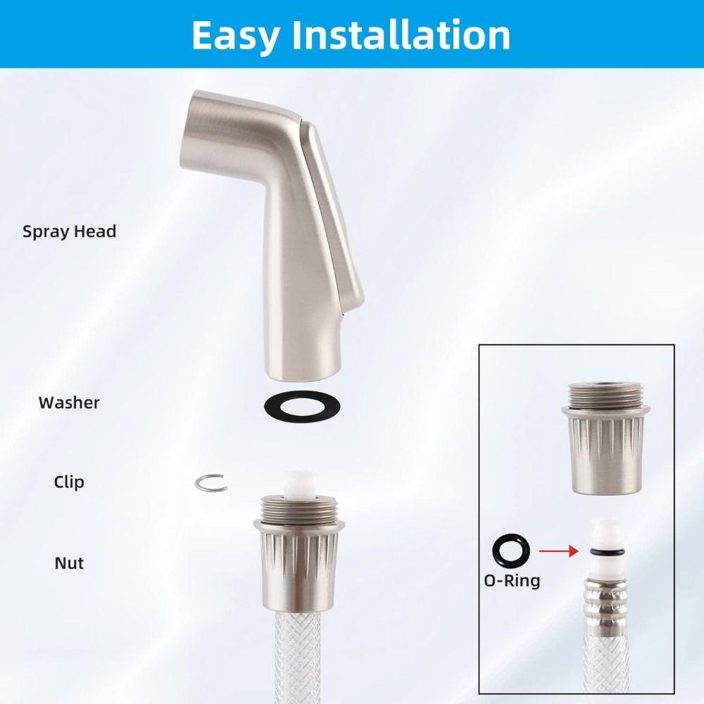 Brushed Nickel Faucet Extender Chrome Durable Faucet Side Sprayer Heads Universal Sink Faucet Replacement Kitchen Supplies
