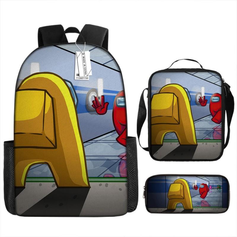 Among Us Themed School Backpack Set Kids - 3PCS Shoulder Bag Pencil Case Oxford Fabric Breathable Waterproof