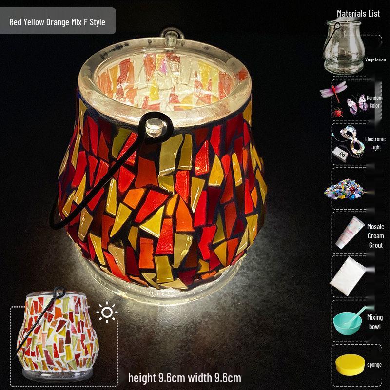 Glass Mosaic Candle Holder DIY Kit: Handmade Parent-Child Educational Toy for Children's Day